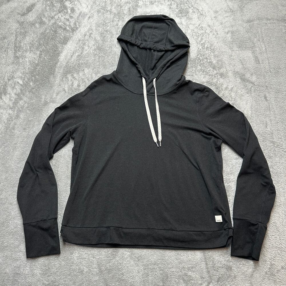 Vuori Halo Essential Hoodie Womens Medium Heather Black Soft Dreamknit Hooded
